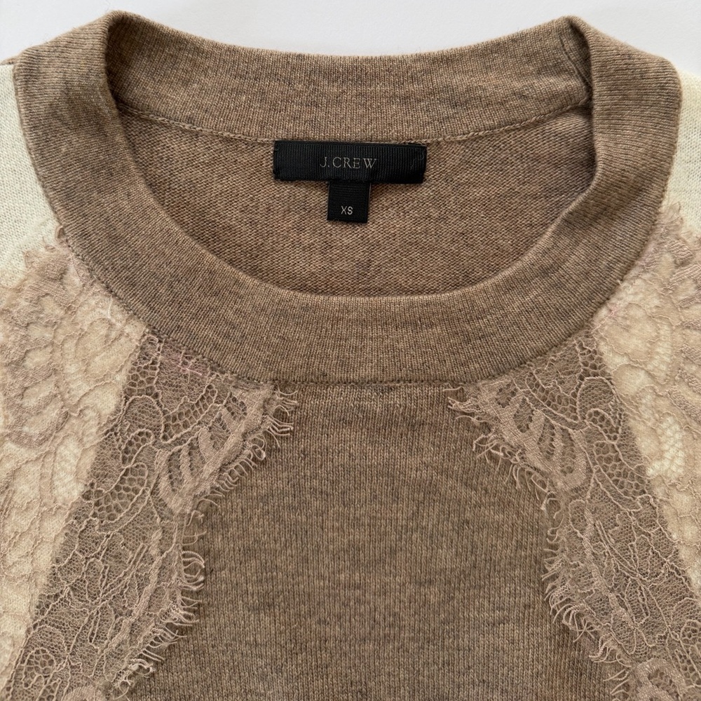 J. Crew Color-Block Lace Panel Sweater - Picture 7 of 8